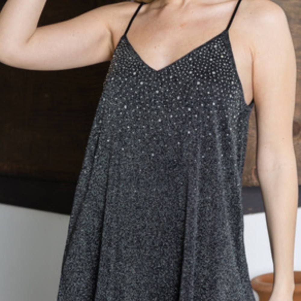 NWT Vocal black cami with adjustable straps  with stones